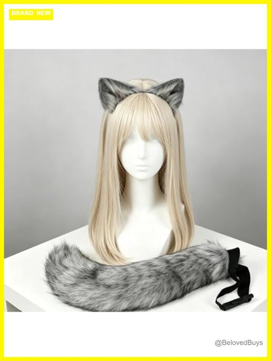 Faux Fur Fox Tail and Ears Headband Set main image 4